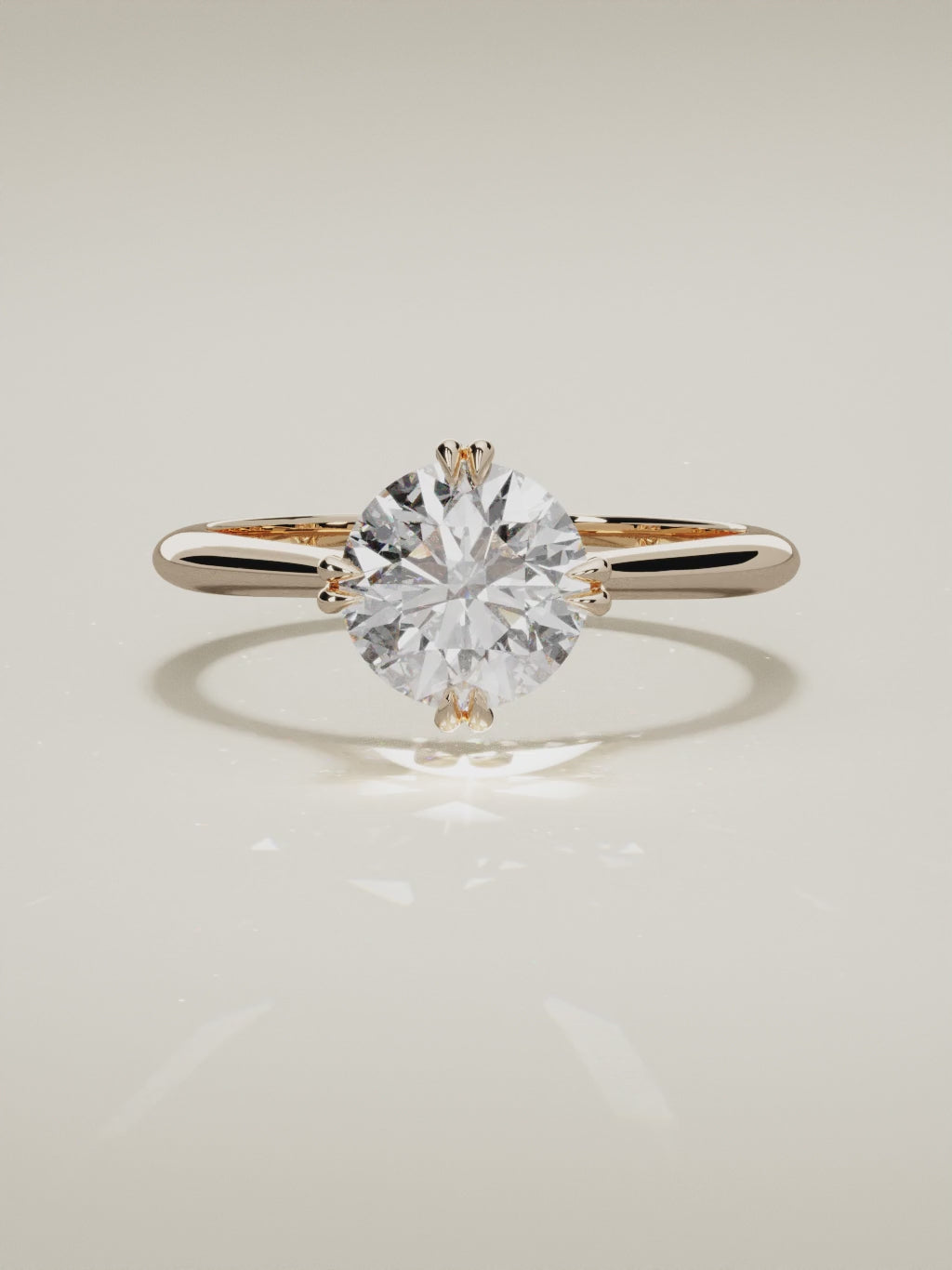 The Jazmin round lab-grown diamond solitaire in 14K rose gold, 360 turntable video