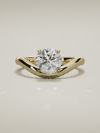 The Arco round lab-grown diamond solitaire in 14K yellow gold, 360 turntable video