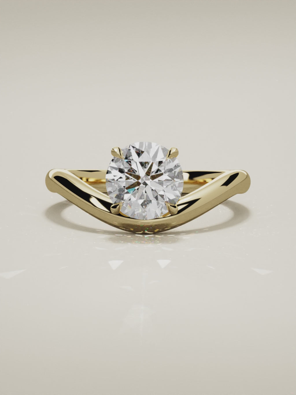 The Arco round lab-grown diamond solitaire in 14K yellow gold, 360 turntable video