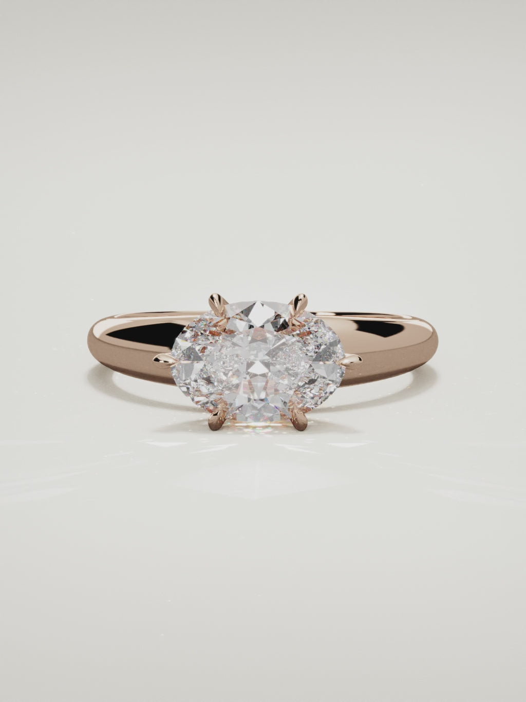 The Aire east-west oval lab-grown diamond solitaire in 14K rose gold, 360 turntable video