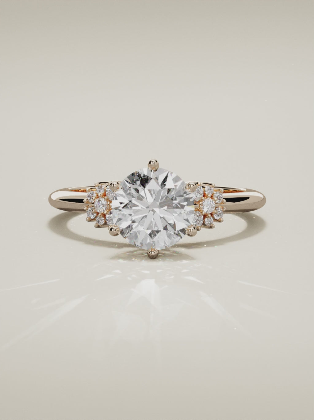 The Flora round lab-grown diamond solitaire in 14K rose gold, 360 turntable video