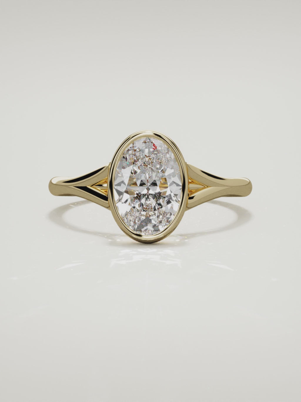 The Luna oval lab-grown diamond solitaire in 14K yellow gold, 360 turntable video