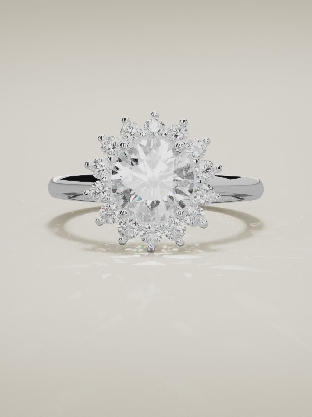 The Aura round lab-grown diamond solitaire in 14K white gold, 360 turntable video