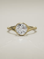 The Luna round lab-grown diamond solitaire in 14K yellow gold, 360 turntable video