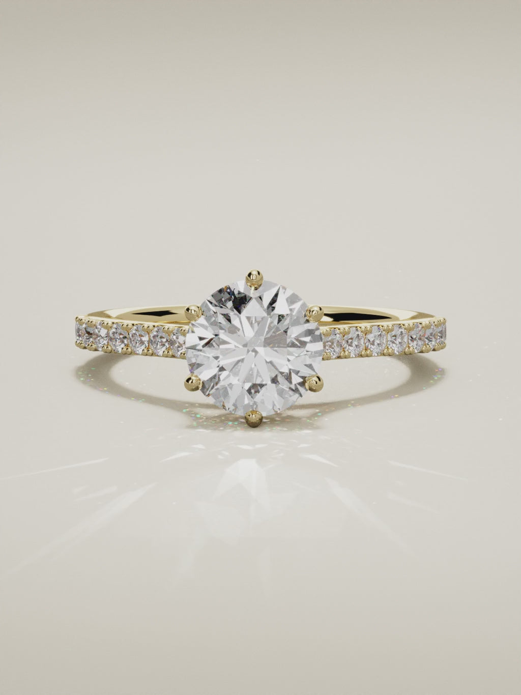 The Blonda round lab-grown diamond solitaire in 14K yellow gold, 360 turntable video