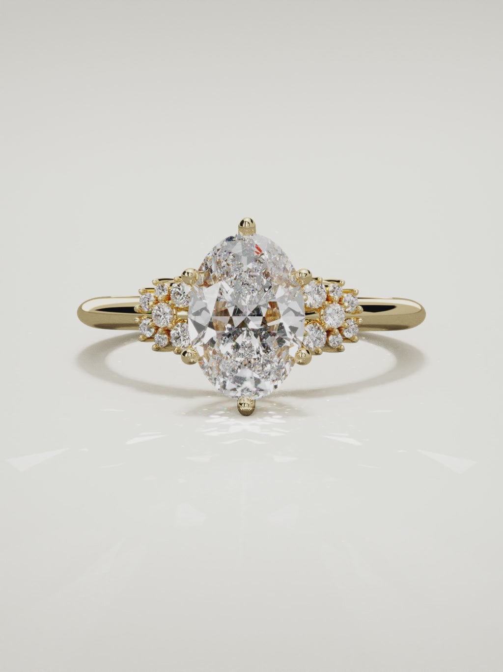 The Flora oval lab-grown diamond solitaire in 14K yellow gold, 360 turntable video