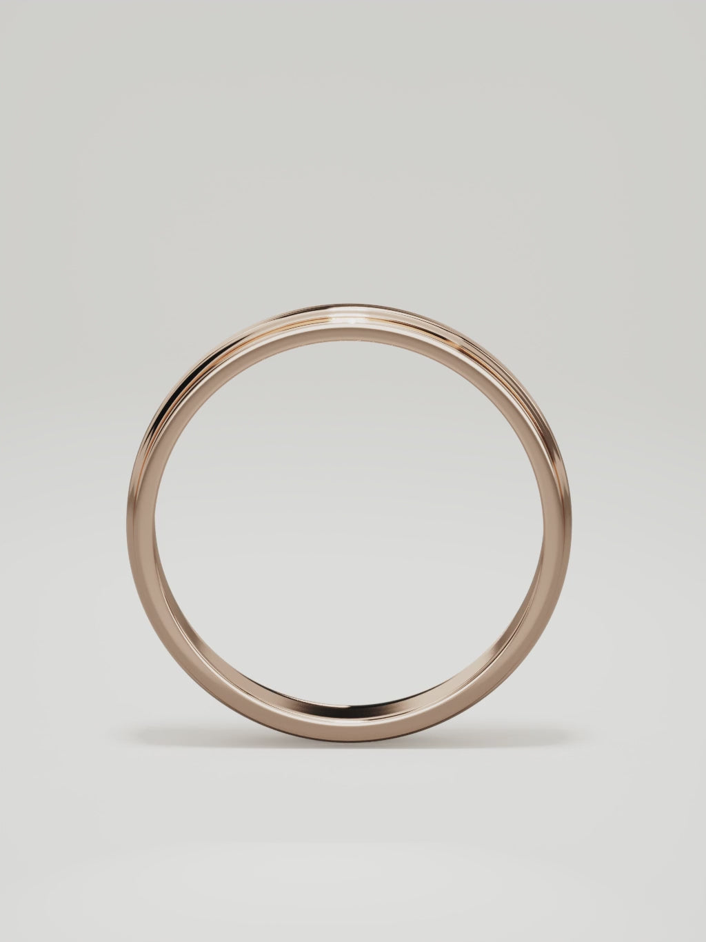The Linea center-ridge men's wedding band in 14K rose gold, 4 mm, 360 turntable video