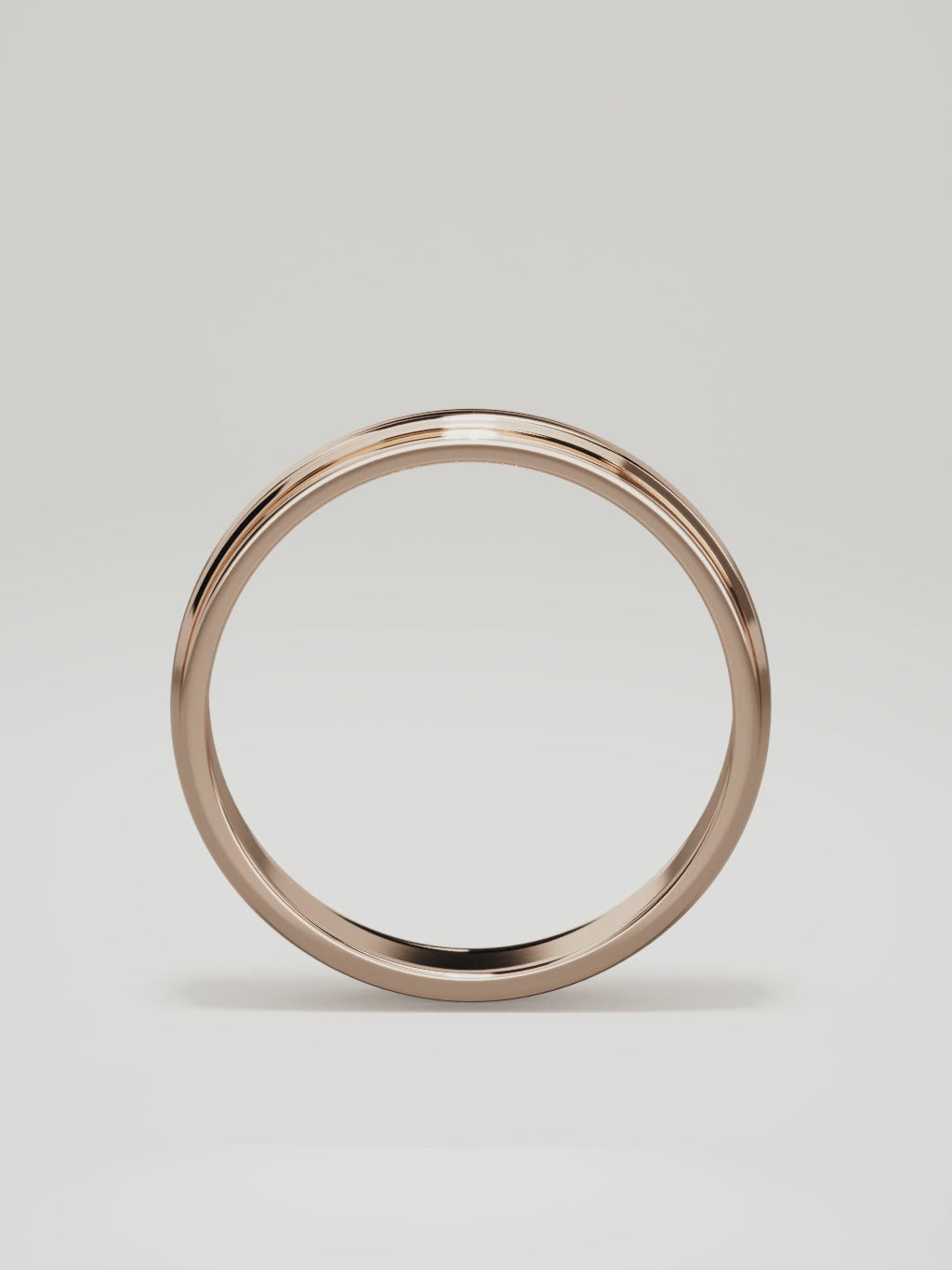 The Linea center-ridge men's wedding band in 14K rose gold, 5 mm, 360 turntable video