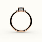 Princess Cut Three-Stone Setting with Vertical Baguettes