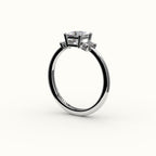 Princess Cut Three-Stone Setting with Vertical Baguettes
