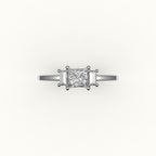 Princess Cut Three-Stone Setting with Vertical Baguettes