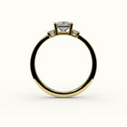 Princess Cut Three-Stone Setting with Vertical Baguettes