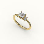 Princess Cut Three-Stone Setting with Vertical Baguettes