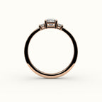 Radiant Cut Three-Stone Setting with Vertical Baguettes