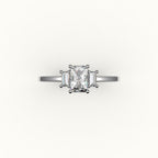 Radiant Cut Three-Stone Setting with Vertical Baguettes