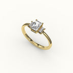 Radiant Cut Three-Stone Setting with Vertical Baguettes
