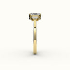 Radiant Cut Three-Stone Setting with Vertical Baguettes