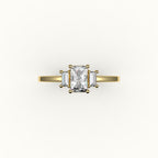 Radiant Cut Three-Stone Setting with Vertical Baguettes