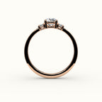 Round Cut Three-Stone Setting with Vertical Baguettes