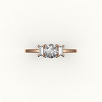 Round Cut Three-Stone Setting with Vertical Baguettes