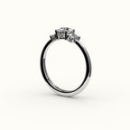 Round Cut Three-Stone Setting with Vertical Baguettes