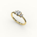 Round Cut Three-Stone Setting with Vertical Baguettes